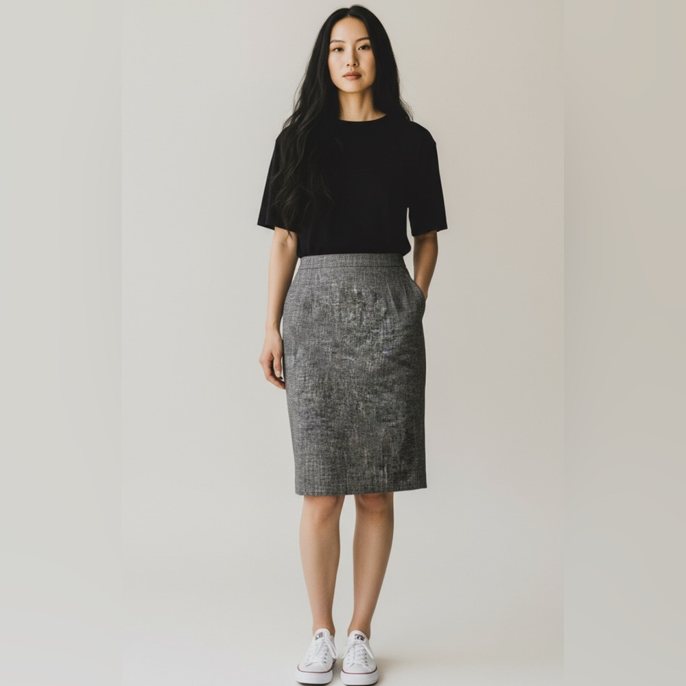 White House Black Market Skirt Womens Size 14 Gray Pencil Hem NWT